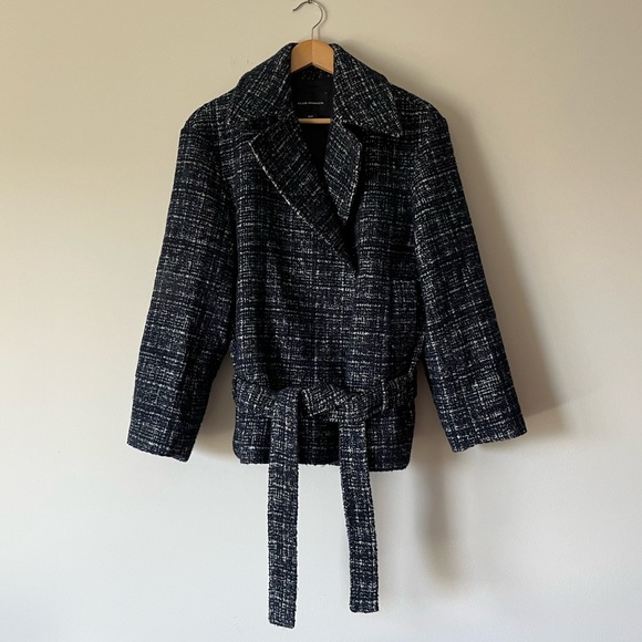 NWOT Club Monaco Textured Belted Coat - Picture 8 of 16